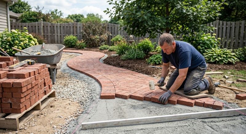 Brick Hardscape Installation in Manchester, NH